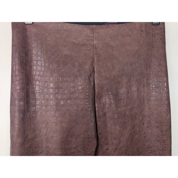 Commando Brown Faux Leather Croc Ankle Leggings - Picture 3 of 7